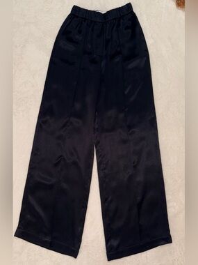 LOEWE Silk Navy Wide-Leg Trousers